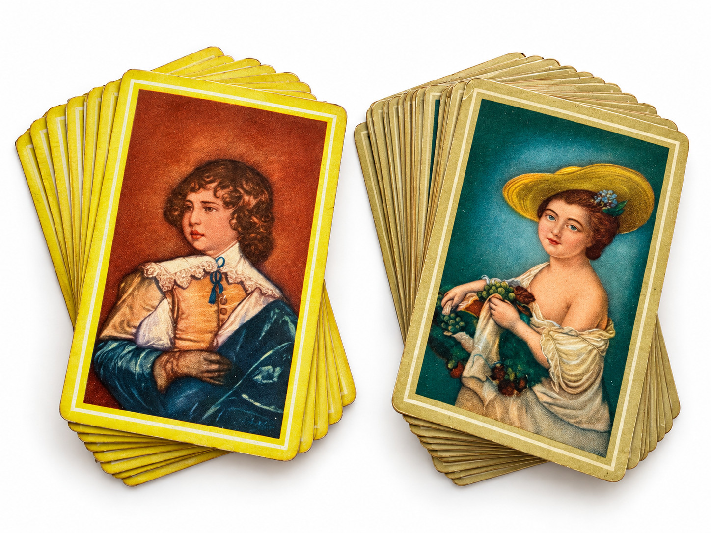 Vintage ARRCO Pinochle Playing Cards Lot of 2 Complete 48 Card Portrait Decks