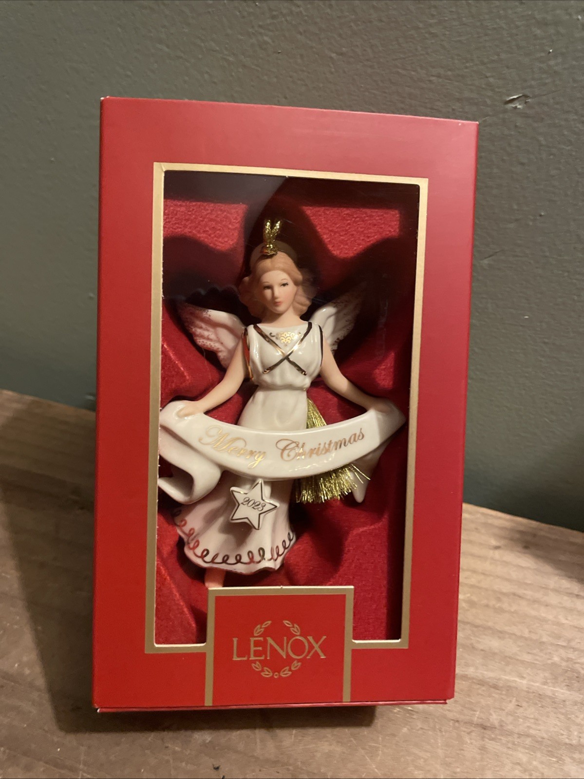 Lenox 2023 Heavenly Angel Annual Ornament NEW IN BOX RARE Merry Christmas Sign