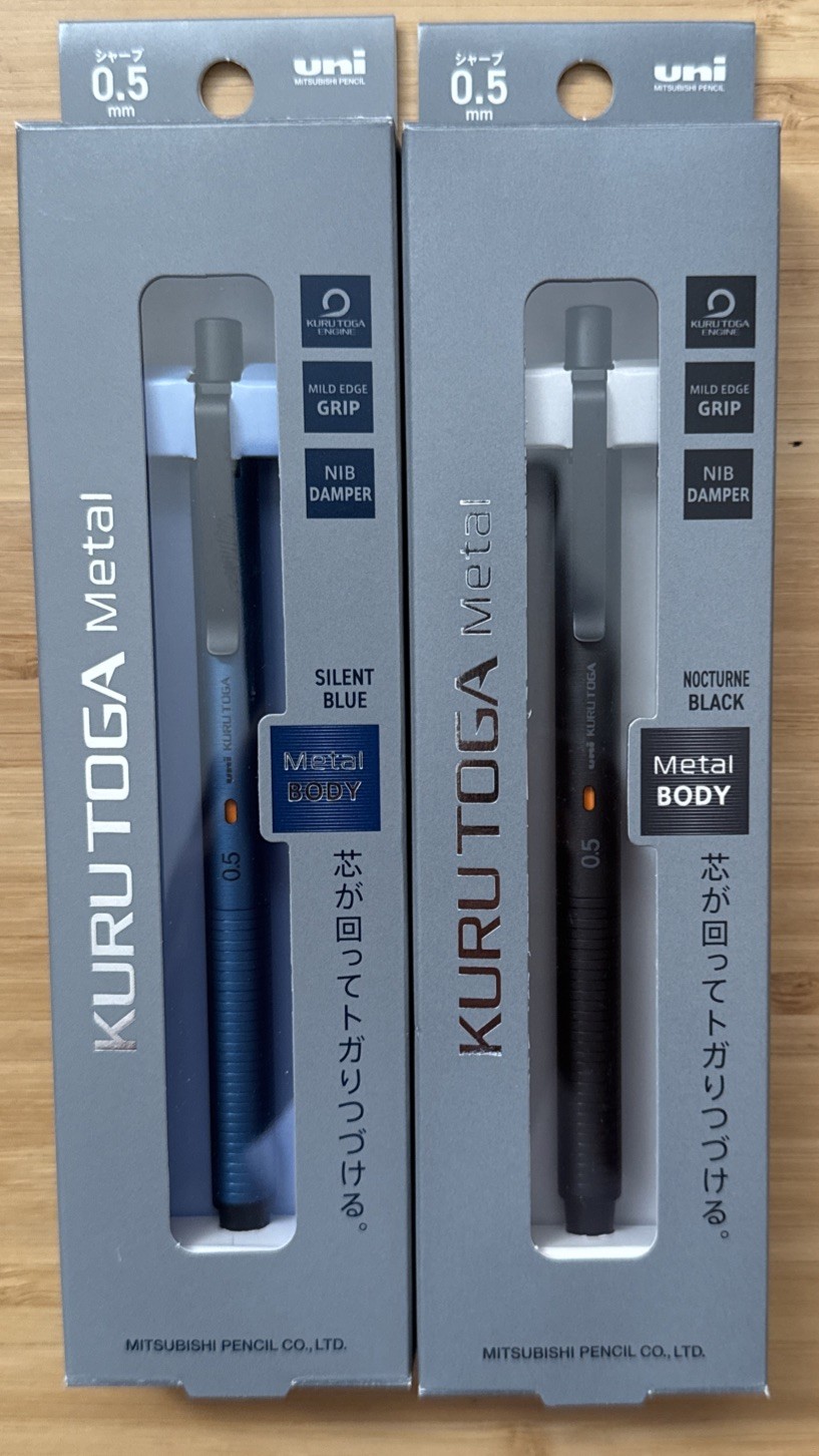 Set of 2 UNI KURU TOGA METAL 0.5mm Mechanical Pencils M5KH Black/Blue Body New Set of 2 UNI KURU TOGA METAL 0.5mm Mechanical Pencils M5KH Black/Blue Body New