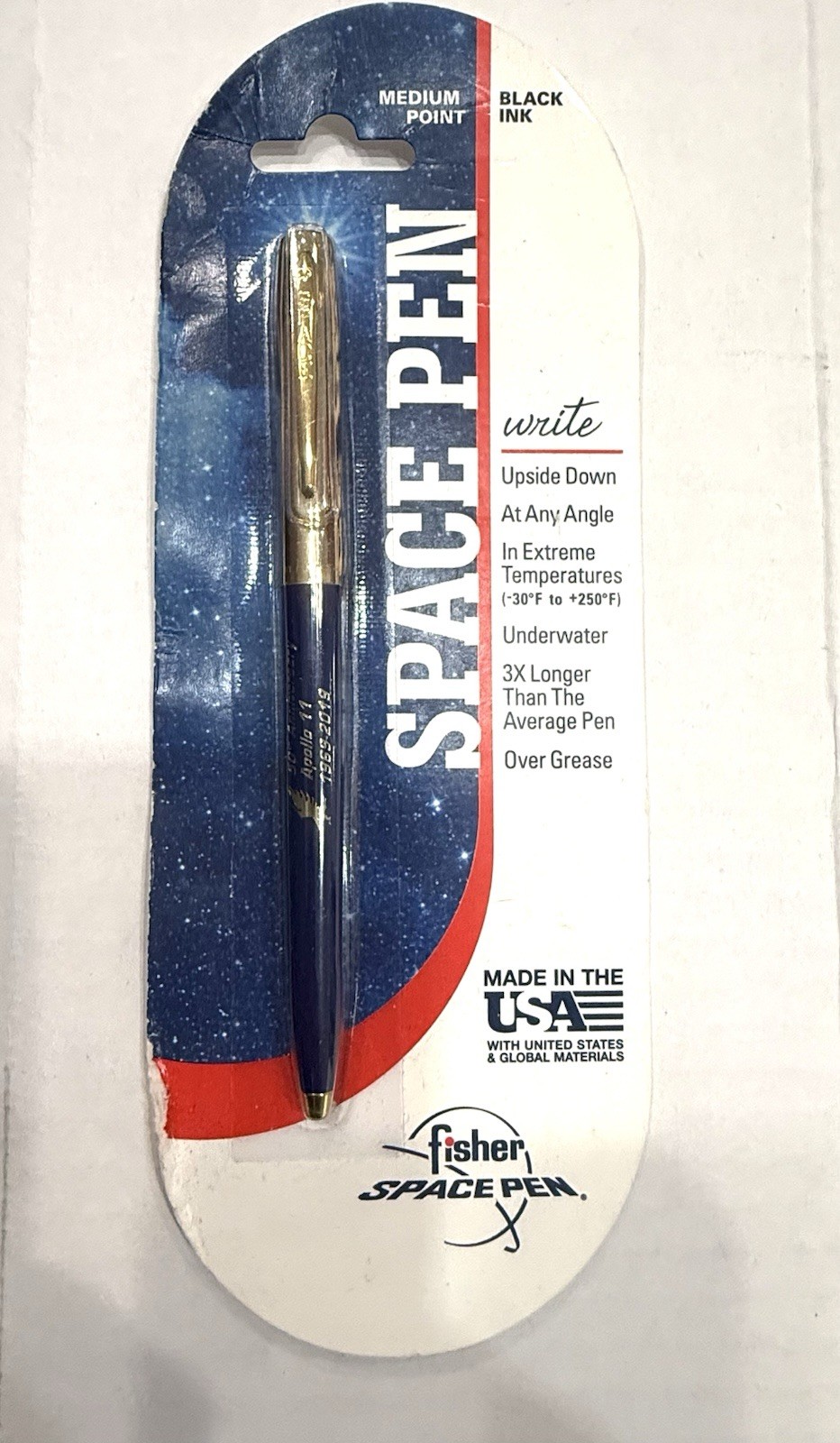 Fisher Space Pen 50th Anniversary Apollo Space Pen NIB Write Any Angle & Und H2O