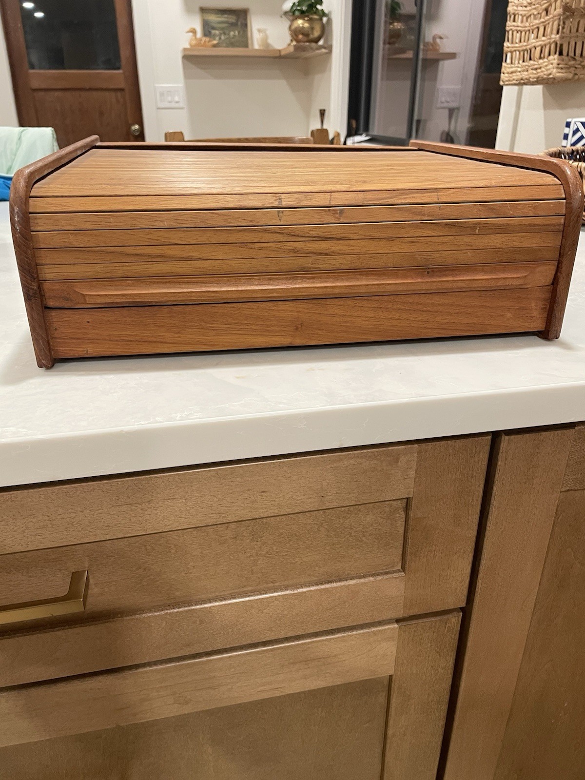 Vintage MCM Teak Roll top Desk Organizer
