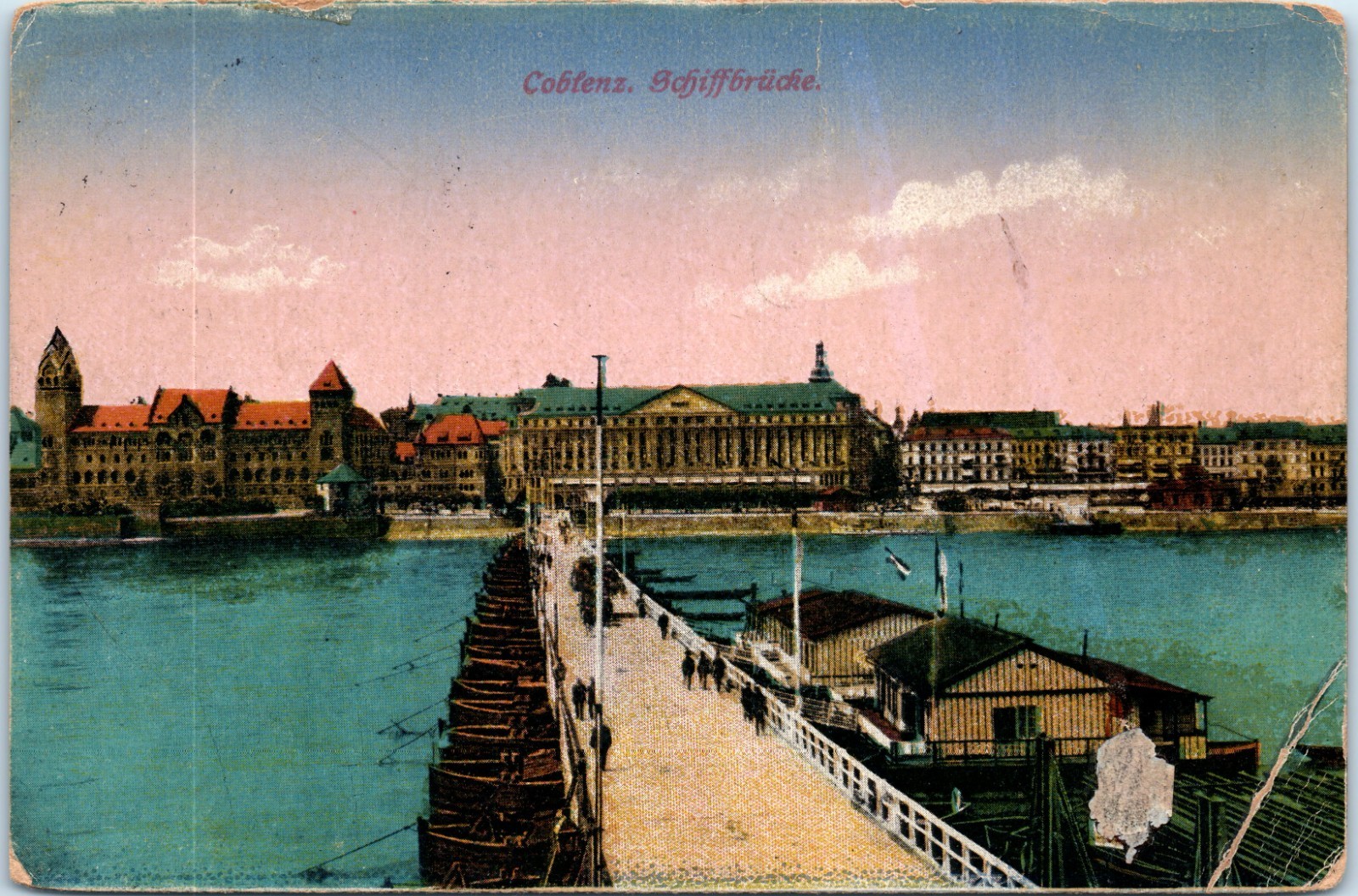 Vintage 1910s-1920s Postcard Koblenz Germany Schiffbrücke Pontoon Bridge Vintage 1910s-1920s Postcard Koblenz Germany Schiffbrücke Pontoon Bridge