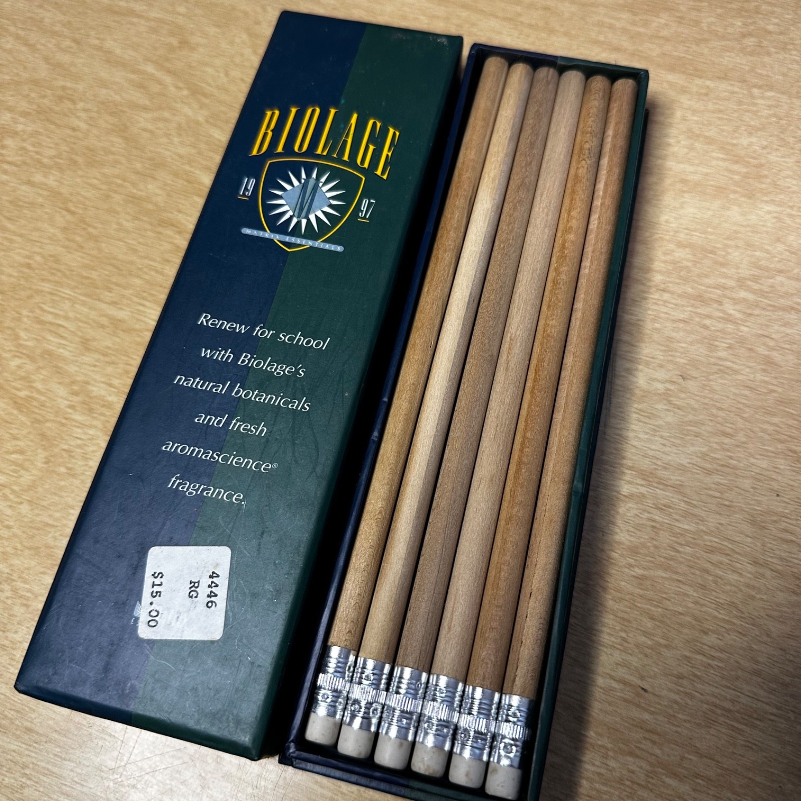 RARE Vtg NEW 12 BIOLAGE Natural Pencils ©1997 in Original Box