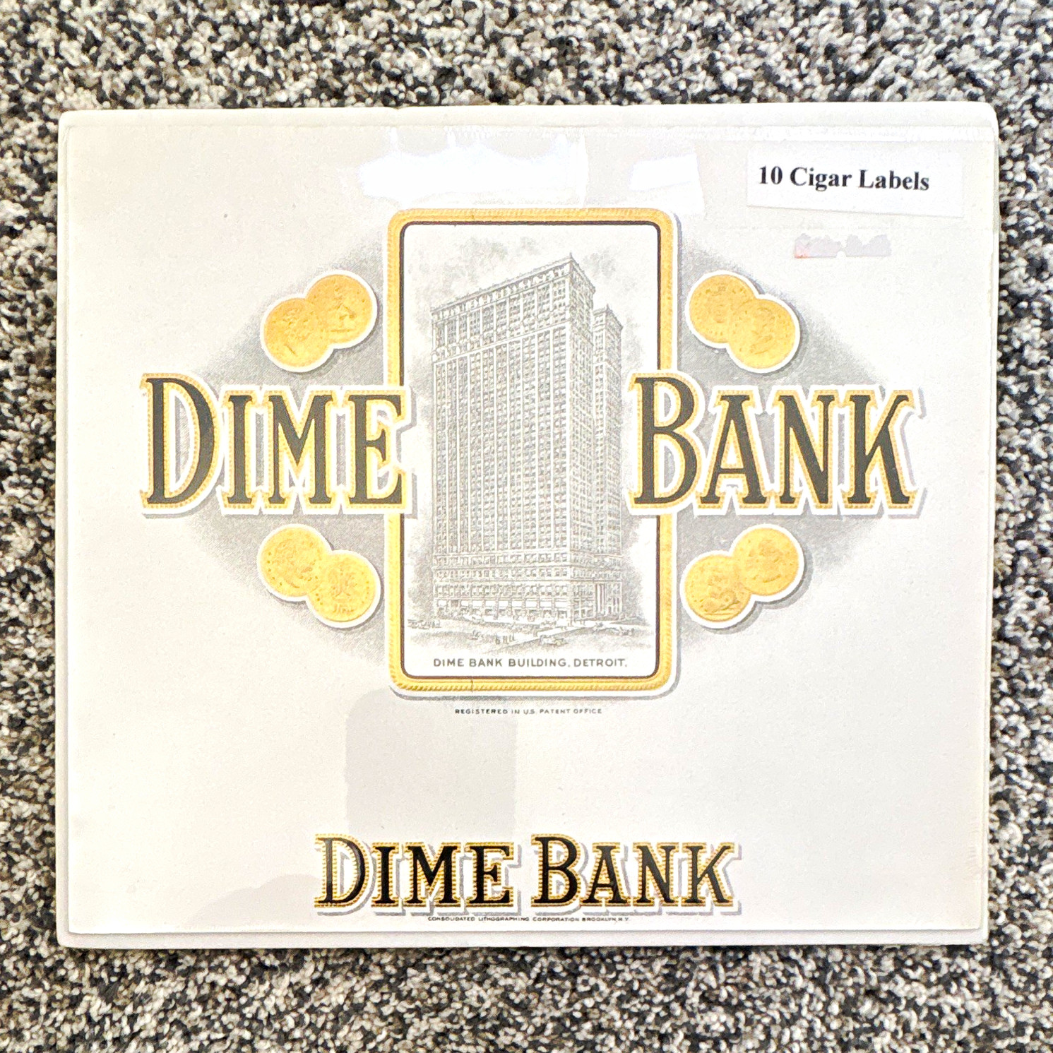Dime Bank Detroit Dime Bank Building 10 Cigar Labels Set (10 Labels) Vintage Dime Bank Detroit Dime Bank Building 10 Cigar Labels Set (10 Labels) Vintage
