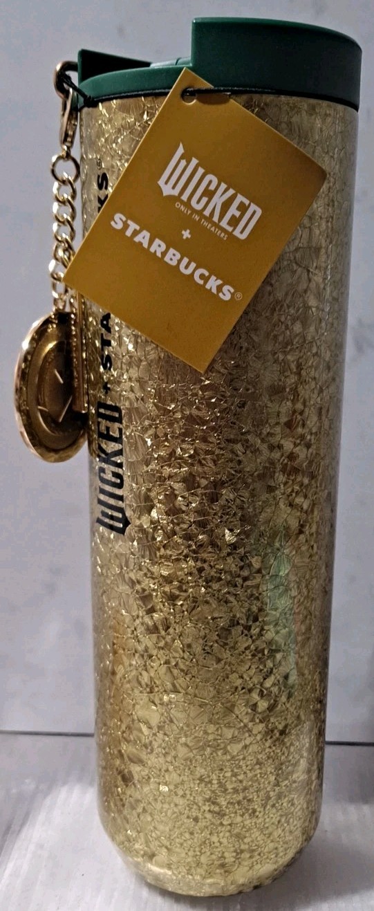 Wicked x Starbucks Stainless Steel Vacuum Sealed Tumbler Gold Glitter NEW 16 OZ Wicked x Starbucks Stainless Steel Vacuum Sealed Tumbler Gold Glitter NEW 16 OZ