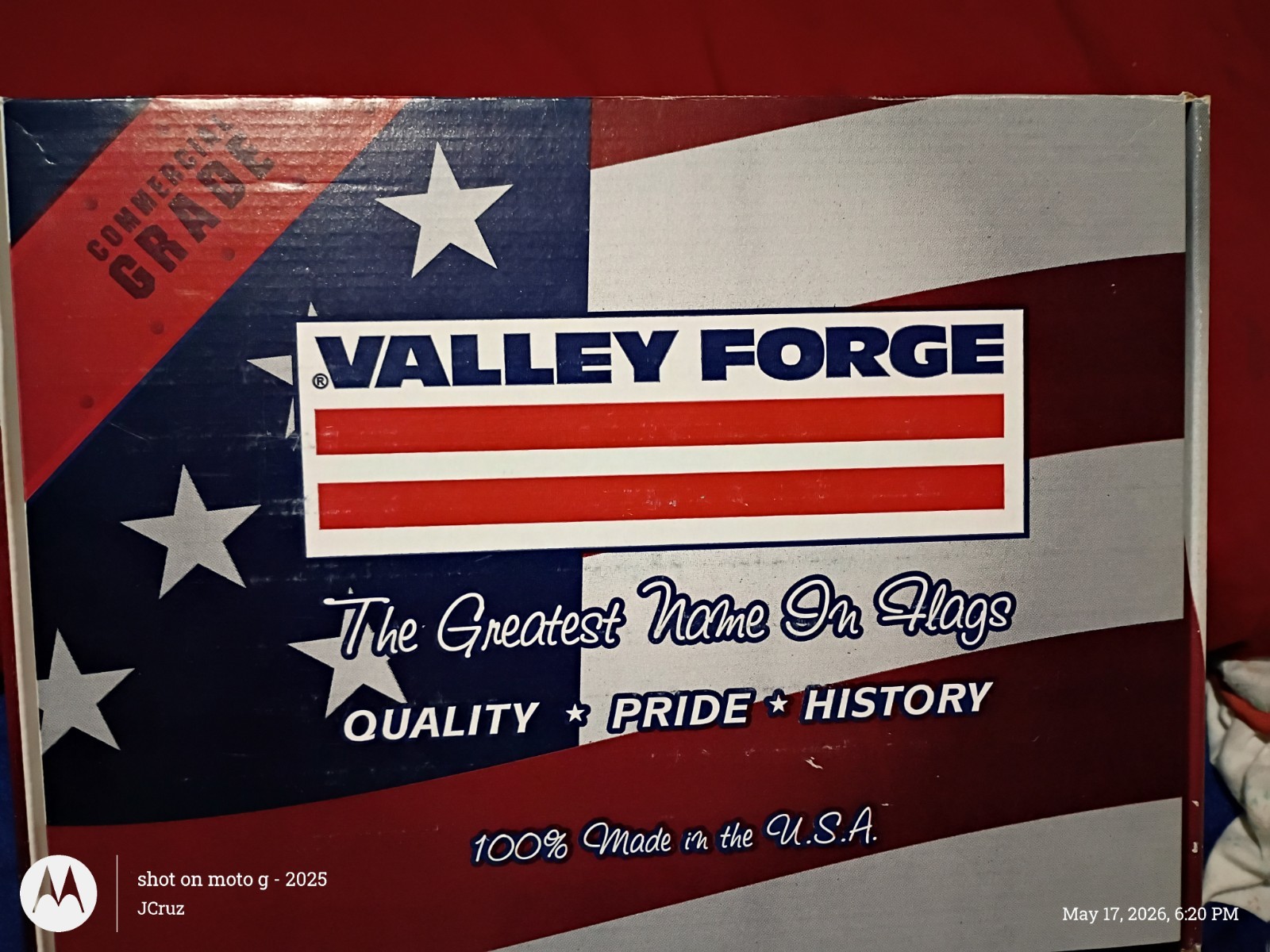 Commercial-grade American flag manufactured by the Valley Forge Flag Company