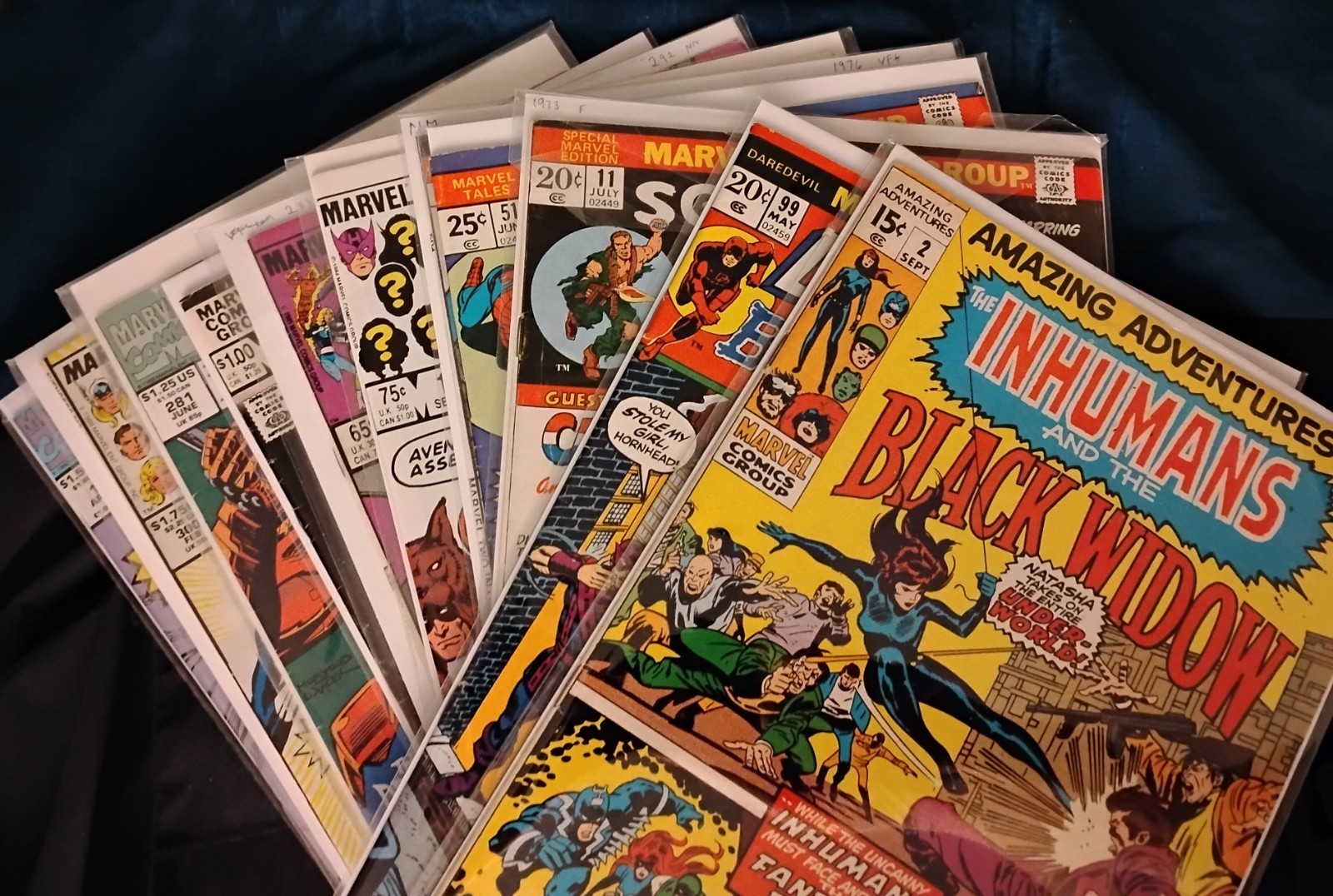 Lot Of 14 Different Mostly Bronze Age MARVEL Comic Books From Fine To NM