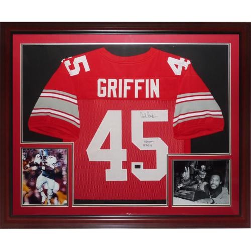 Archie Griffin Autographed Ohio State Buckeyes (Scarlet #45) Deluxe Framed Jerse Archie Griffin Autographed Ohio State Buckeyes (Scarlet #45) Deluxe Framed Jerse