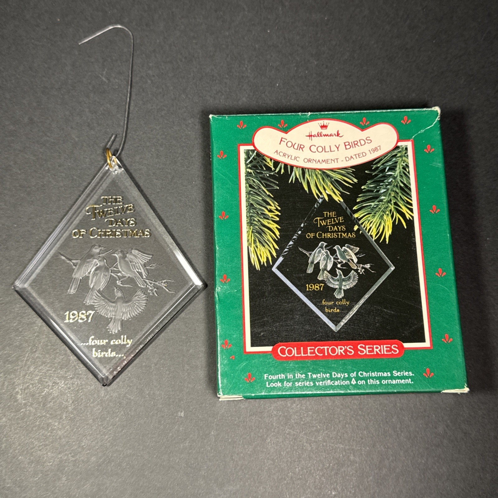 Vintage 1987 Hallmark Keepsake Ornament 12 Days of Christmas Four Colly Birds #4 Vintage 1987 Hallmark Keepsake Ornament 12 Days of Christmas Four Colly Birds #4