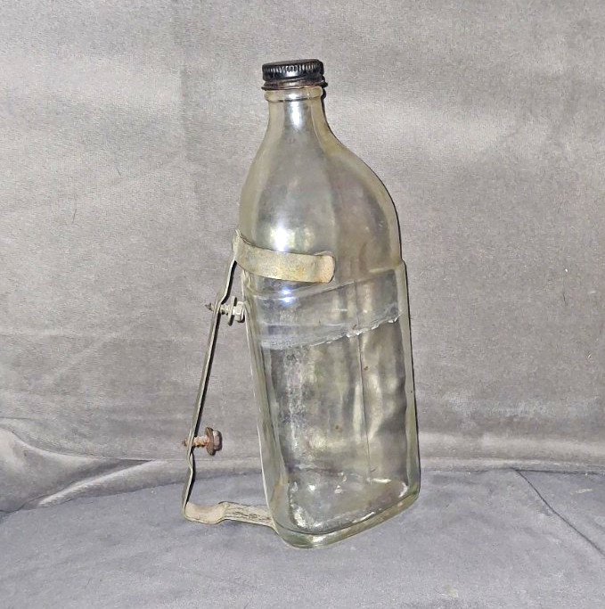 Vintage 1960s GM Glass Windshield Washer Bottle Optikleen Reservoir Bracket Vintage 1960s GM Glass Windshield Washer Bottle Optikleen Reservoir Bracket
