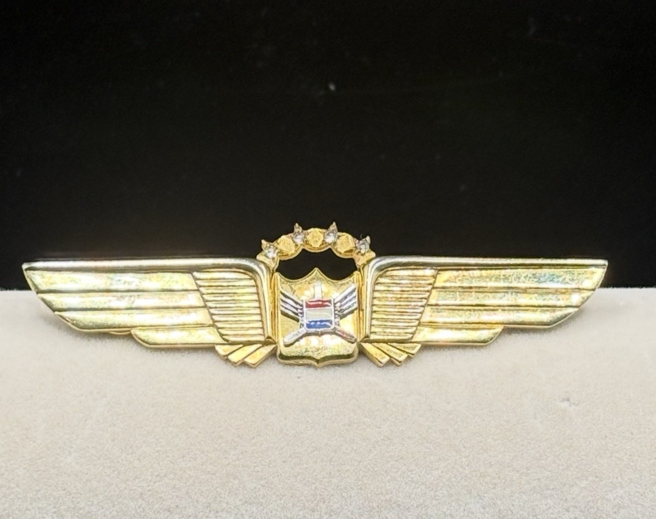 Vintage United Airlines 25 Year Pilot Wings Leavens 4 Stone Service Badge