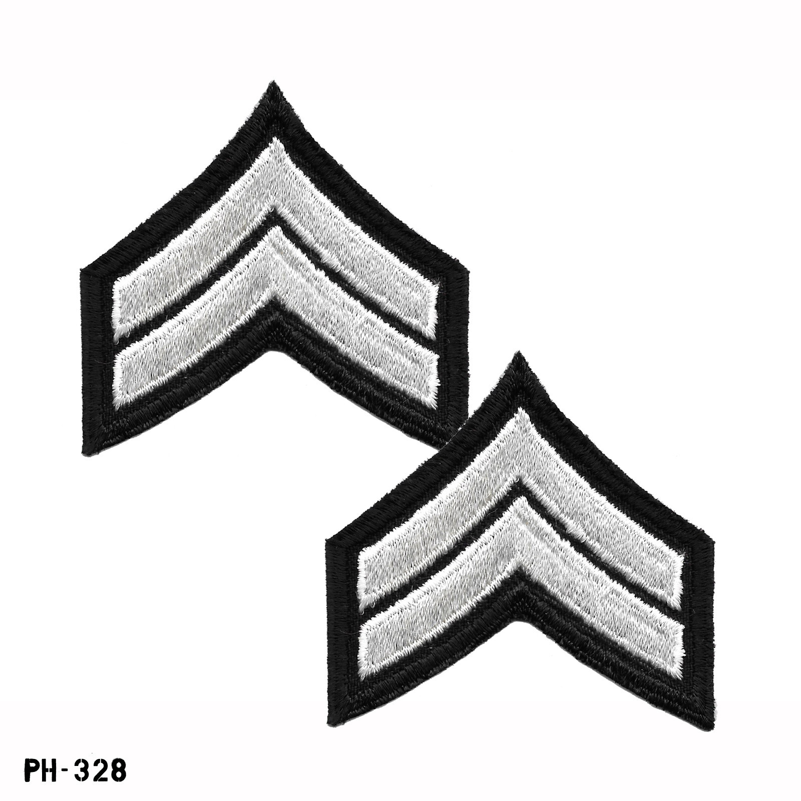 Corporal Chevron Sleeve Rank Patches, Pair ~ Black & White ~ NEW Gemsco USA Corporal Chevron Sleeve Rank Patches, Pair ~ Black & White ~ NEW Gemsco USA