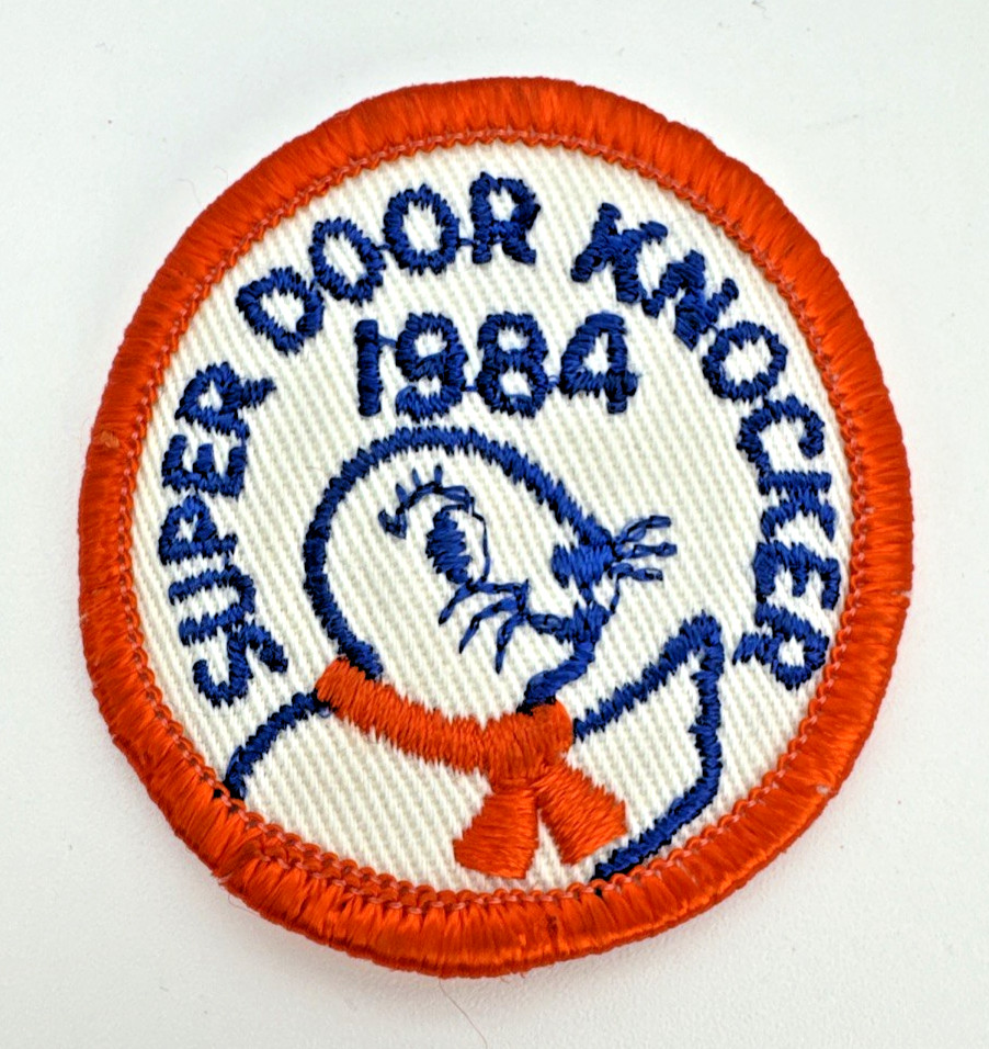 Vintage 1984 Super Door Knocker Cookie Sales Girl Scouts of America Patch Vintage 1984 Super Door Knocker Cookie Sales Girl Scouts of America Patch