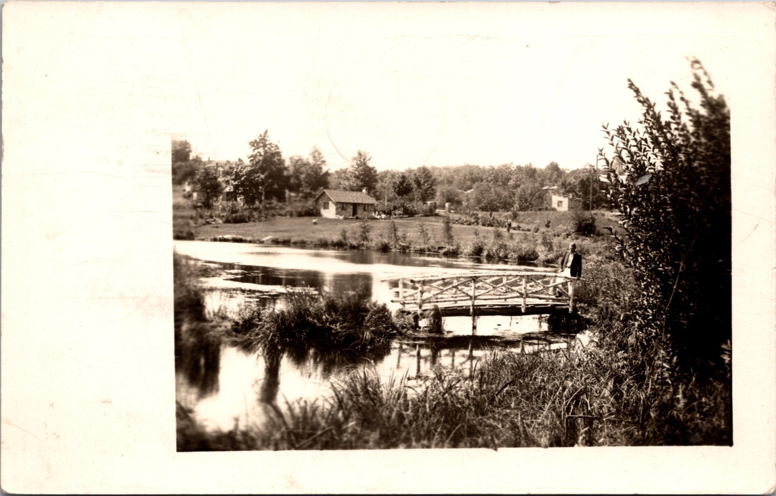 RPPC Scenic View Bridge over Pond Hillsdale Michigan 1935 Postmarked RPPC Scenic View Bridge over Pond Hillsdale Michigan 1935 Postmarked