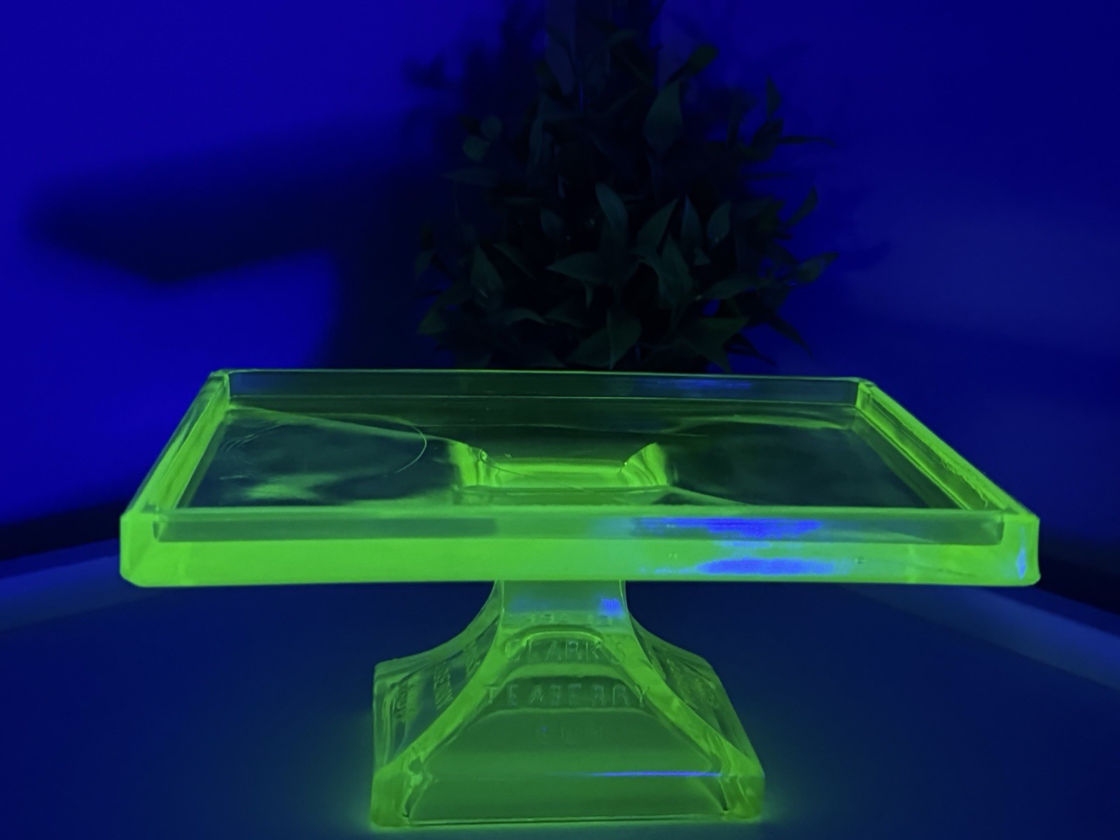 Vintage Clark’s Teaberry Gum Store Display Base Uranium Glass Scratched