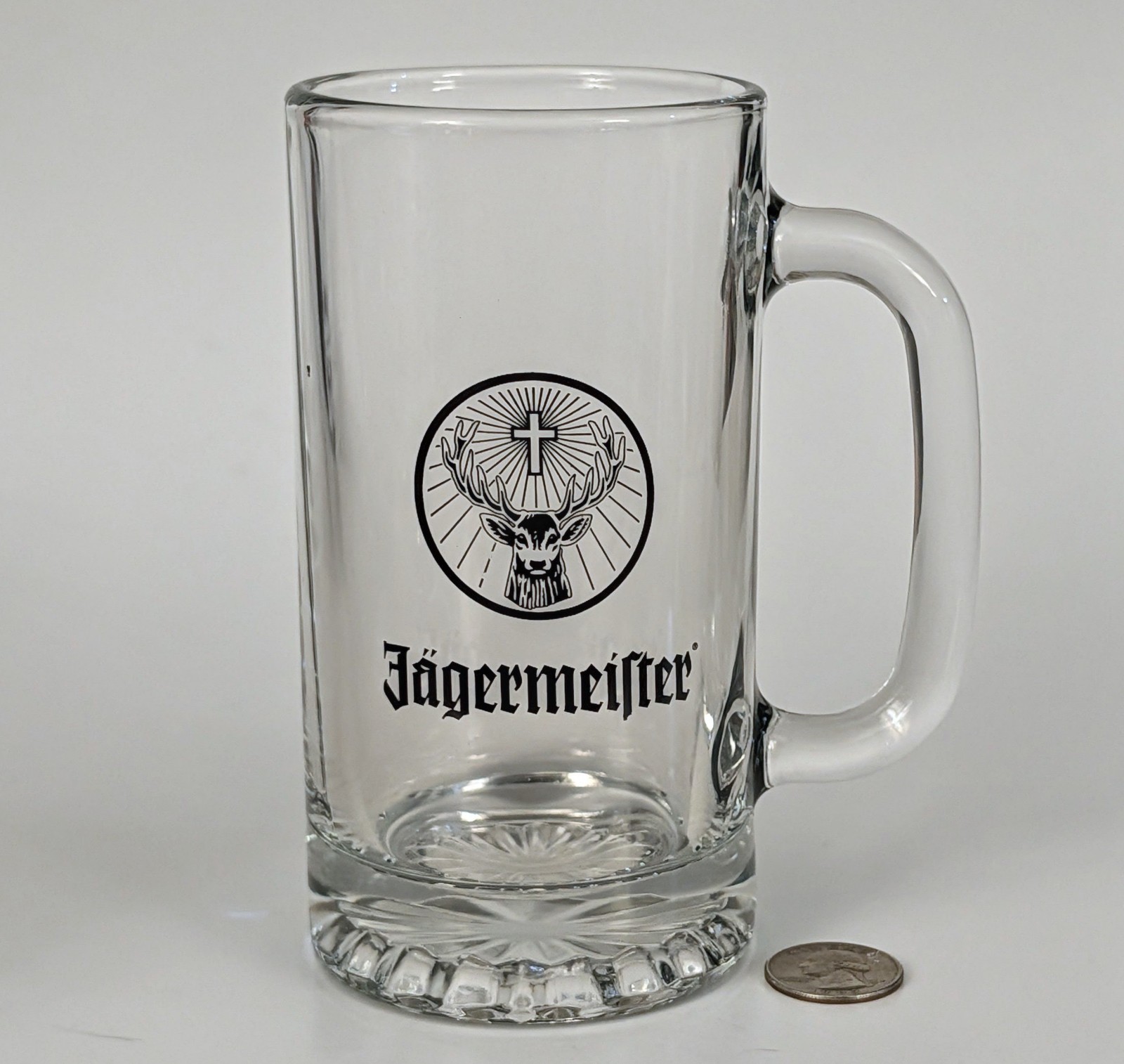 RARE Jägermeister Stein Heavy Glass Mug Tankard 6\ RARE Jägermeister Stein Heavy Glass Mug Tankard 6\