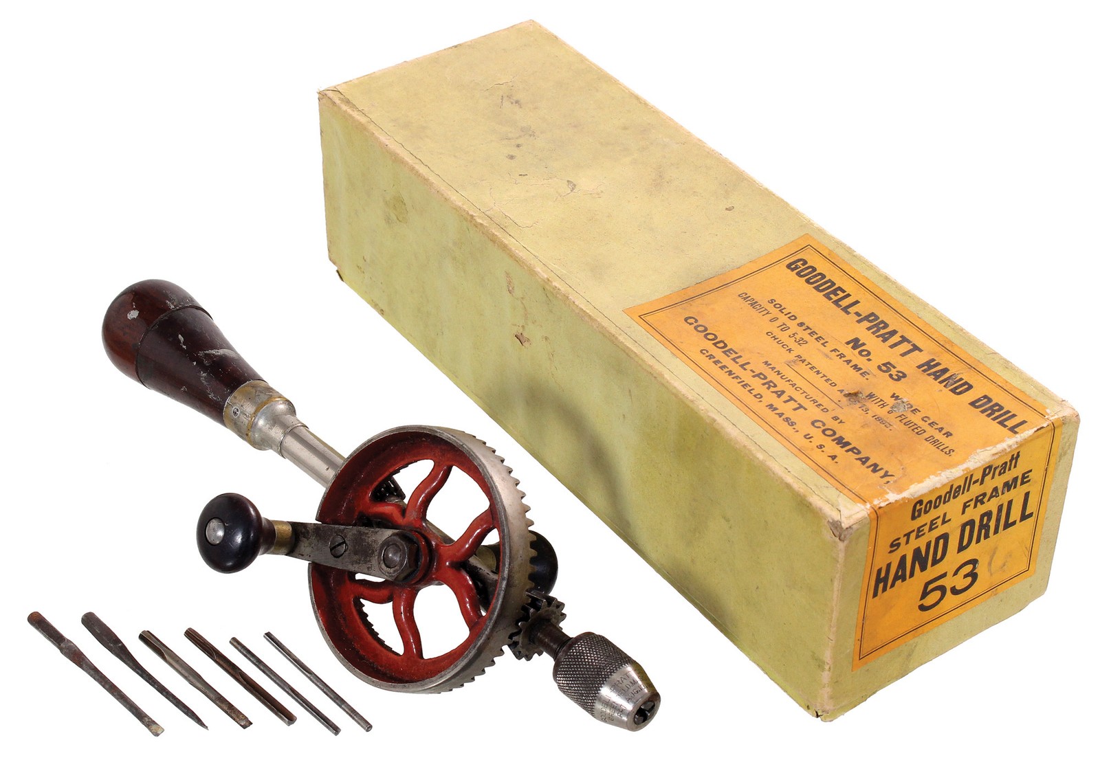 Goodell-Pratt No. 53 Steel Frame Hand Drill - Original Pasteboard Box