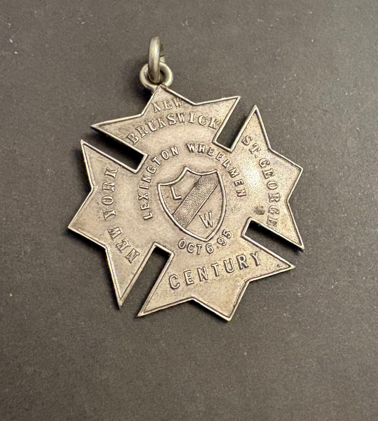 Antique Sterling Silver Lexington Wheelmen Badge Bicycle Medal 1895 Century Race
