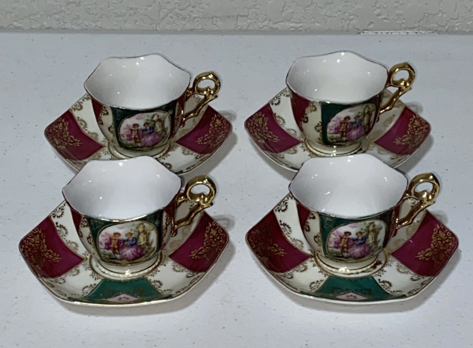 VTG Andrea S Demitasse Teacups with Saucers Cups Set Of 4 Made In Occupied Japan VTG Andrea S Demitasse Teacups with Saucers Cups Set Of 4 Made In Occupied Japan