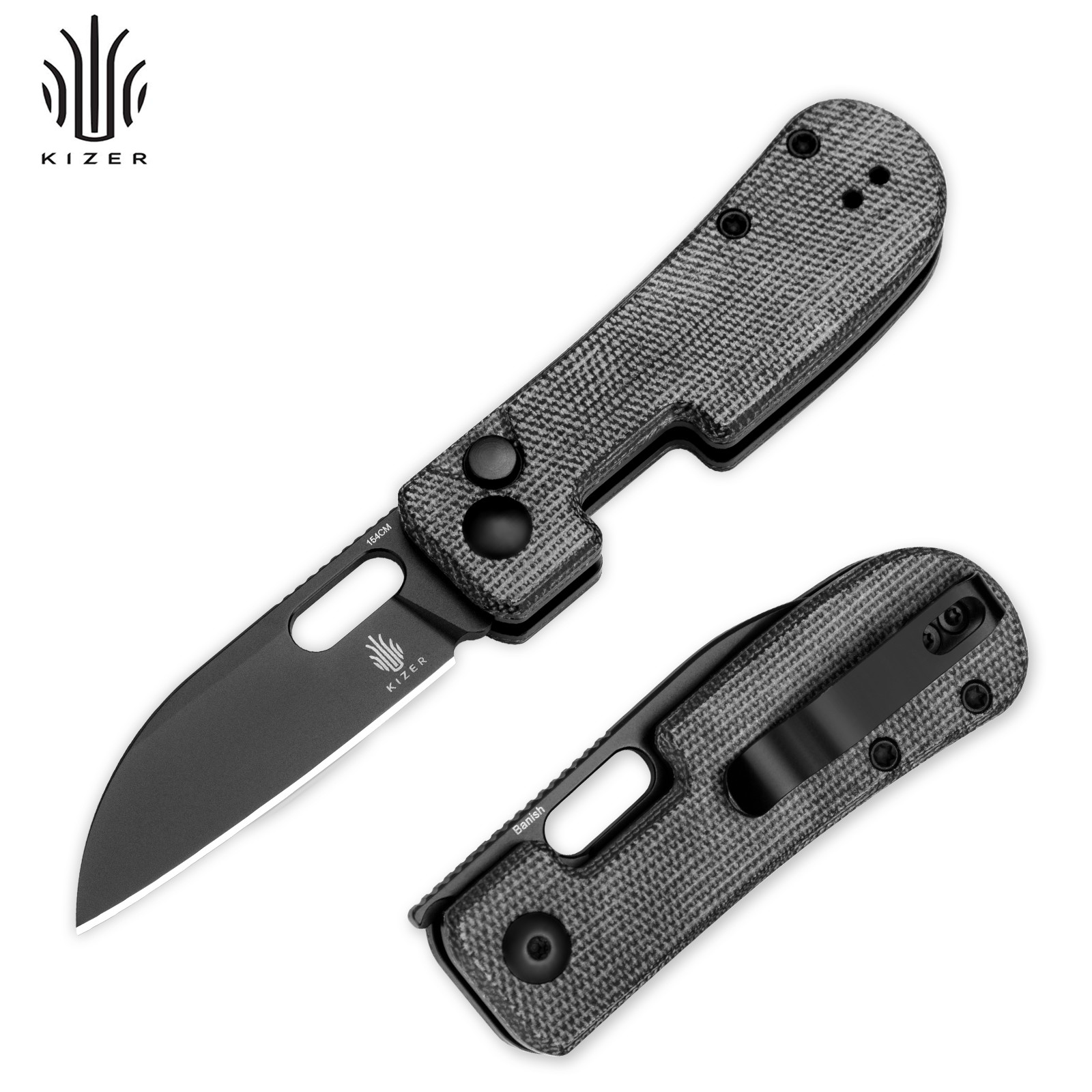 Kizer Banish Sheepsfoot Folding Pocket 154CM Blade Micarta Handle V2676C1 Kizer Banish Sheepsfoot Folding Pocket 154CM Blade Micarta Handle V2676C1