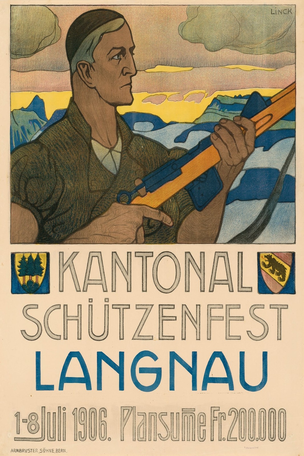 🏹 1906 Kantonales Schützenfest Langnau Poster - 24x36” Bar Wall Decor