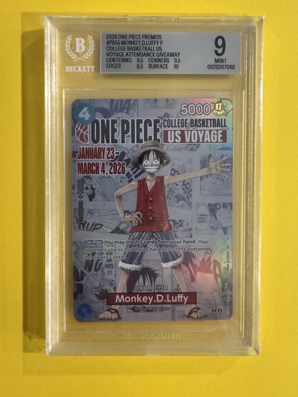 2026 ONE PIECE PROMOS #P055 MONKEY.D.LUFFY P COLLEGE BASKETBALL US VOYAGE 2026 ONE PIECE PROMOS #P055 MONKEY.D.LUFFY P COLLEGE BASKETBALL US VOYAGE