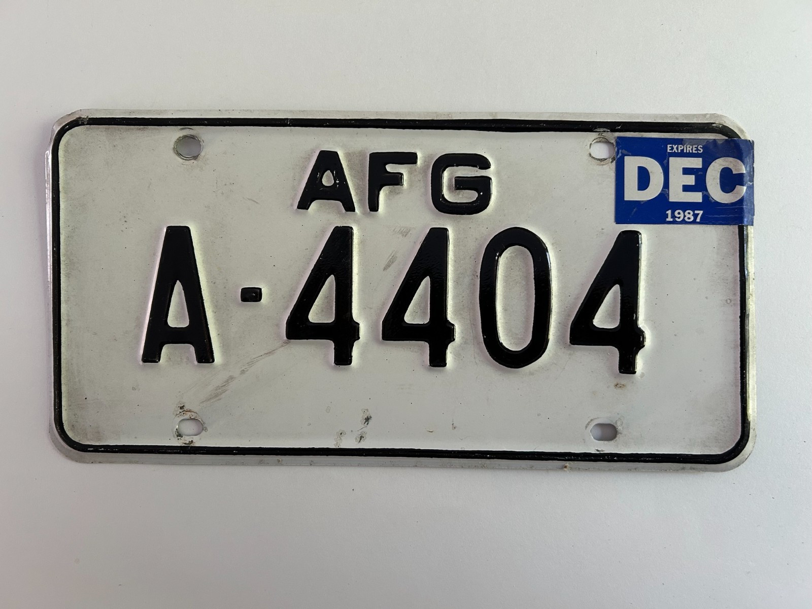 1987 US Forces in Greece License Plate AFG Armed Forces Military Natural Sticker