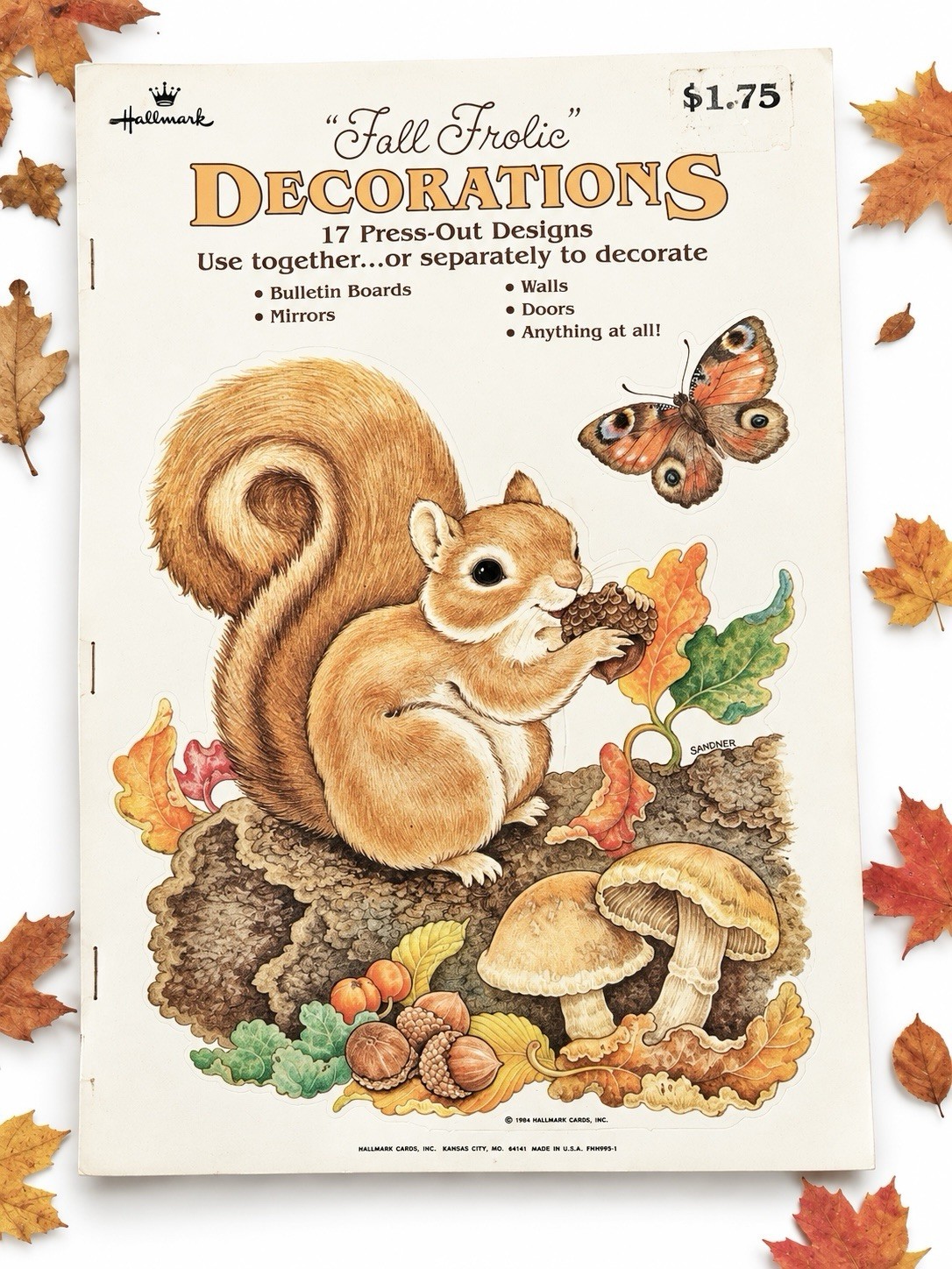 Rare 1984 Hallmark Fall Frolic Woodland Paper Decor 17 Press-Outs Complete