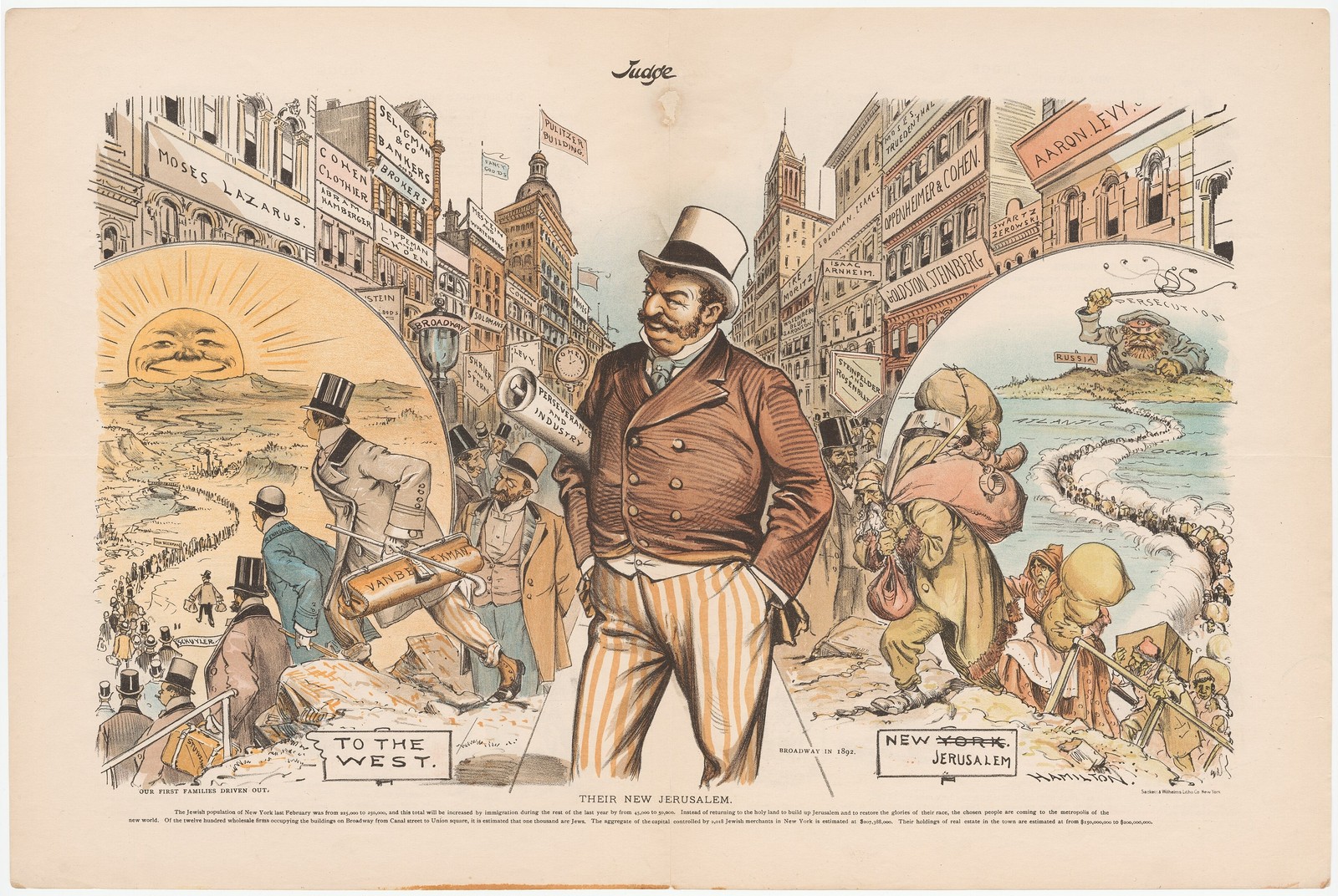 Judge Magazine 1890s Immigration Cartoon Vintage Political Satire Reprint Wall A