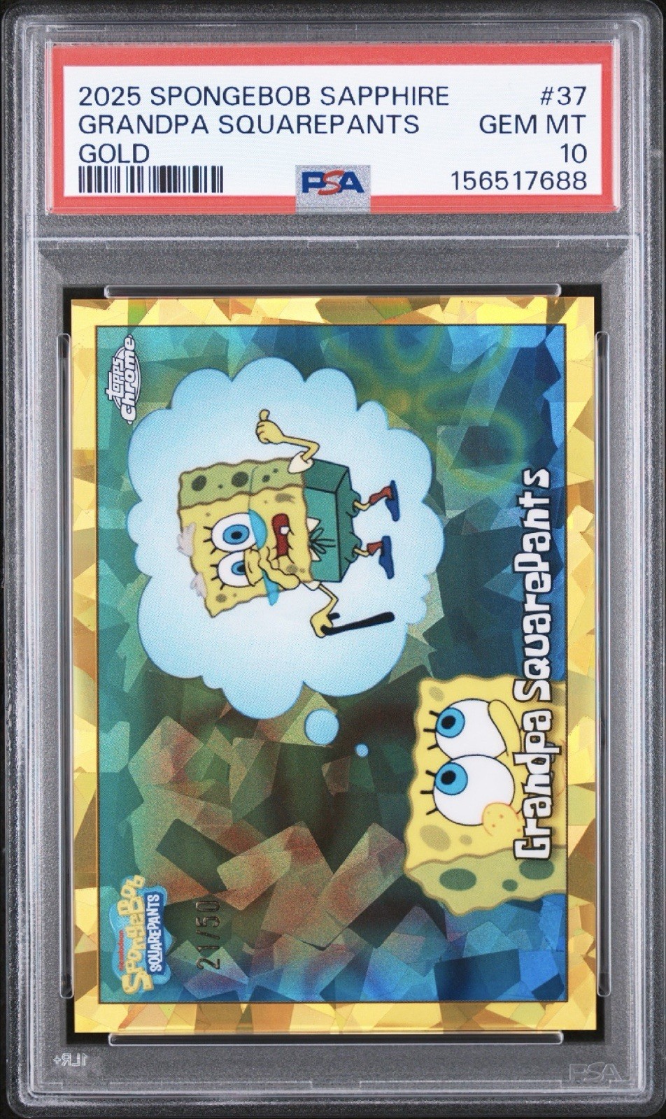 2025 Topps Chrome SpongeBob Sapphire Grandpa SquarePants Gold /50 #37 PSA 10 2025 Topps Chrome SpongeBob Sapphire Grandpa SquarePants Gold /50 #37 PSA 10