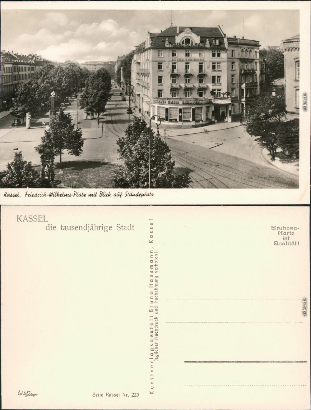 Kassel Cassel Friedrich-Wilhelmplatz, Stand Square - Hotel Schirmer 1932