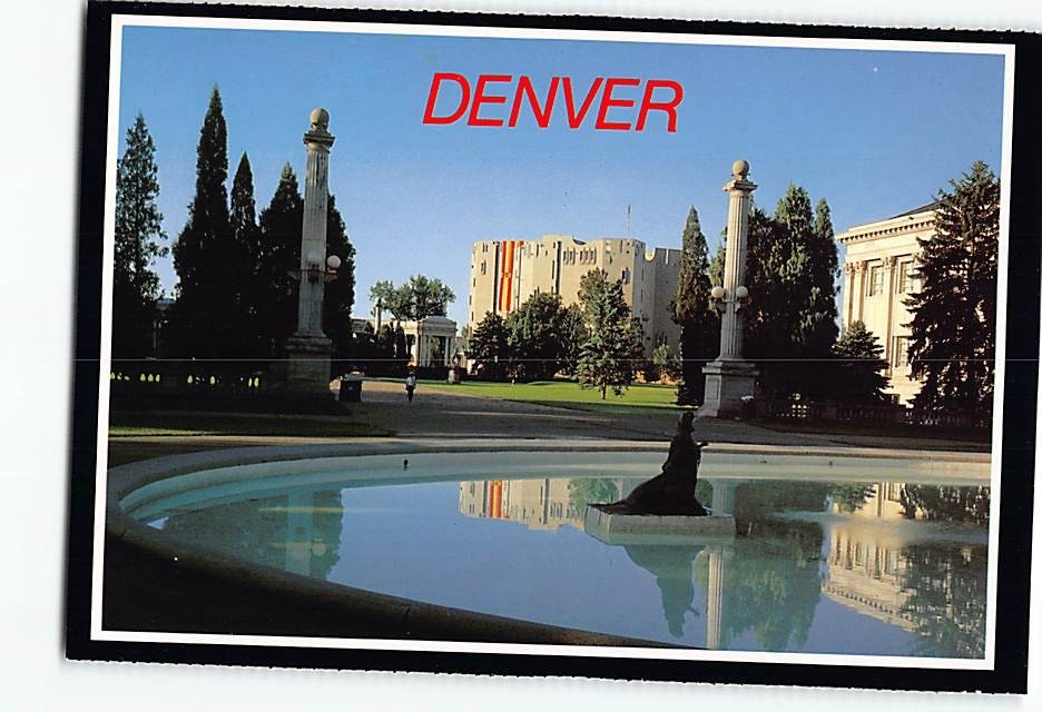 Postcard The Denver Art Museum from the Denver Civic Center area Denver CO USA