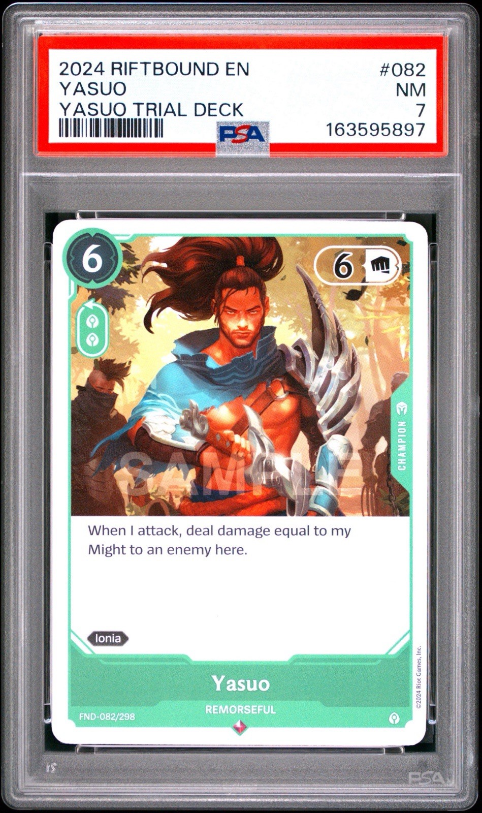 2024 RIFTBOUND, YASUO TRIAL DECK YASUO - REMORSEFUL PSA 7, Project K English 2024 RIFTBOUND, YASUO TRIAL DECK YASUO - REMORSEFUL PSA 7, Project K English