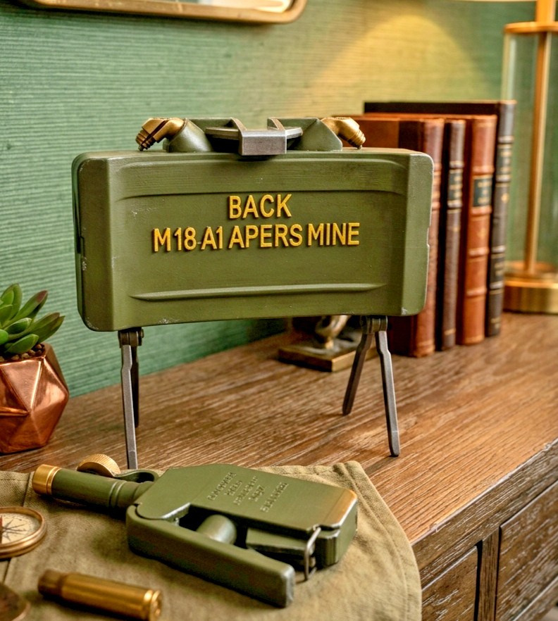 3D Printed M18A1 Claymore Mine Replica with M57 Clacker (1:1 Scale) 3D Printed M18A1 Claymore Mine Replica with M57 Clacker (1:1 Scale)