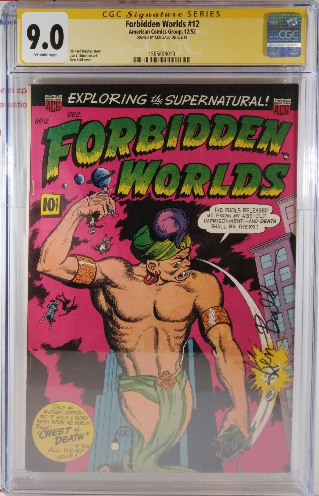 👹 CGC 9.0 KEN BALD SIGNED FORBIDDEN WORLDS #12 VF/NM American 1952 Dark Shadows