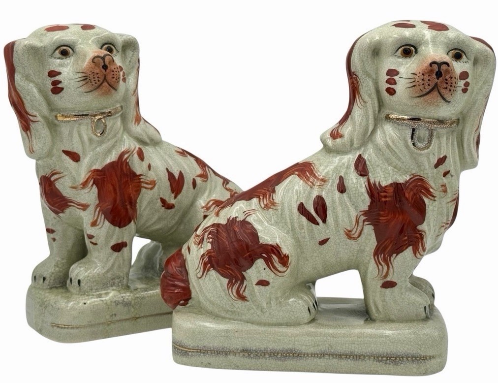 Antique Pair of Staffordshire Cavalier King Charles Figurines 9.25 inches tall