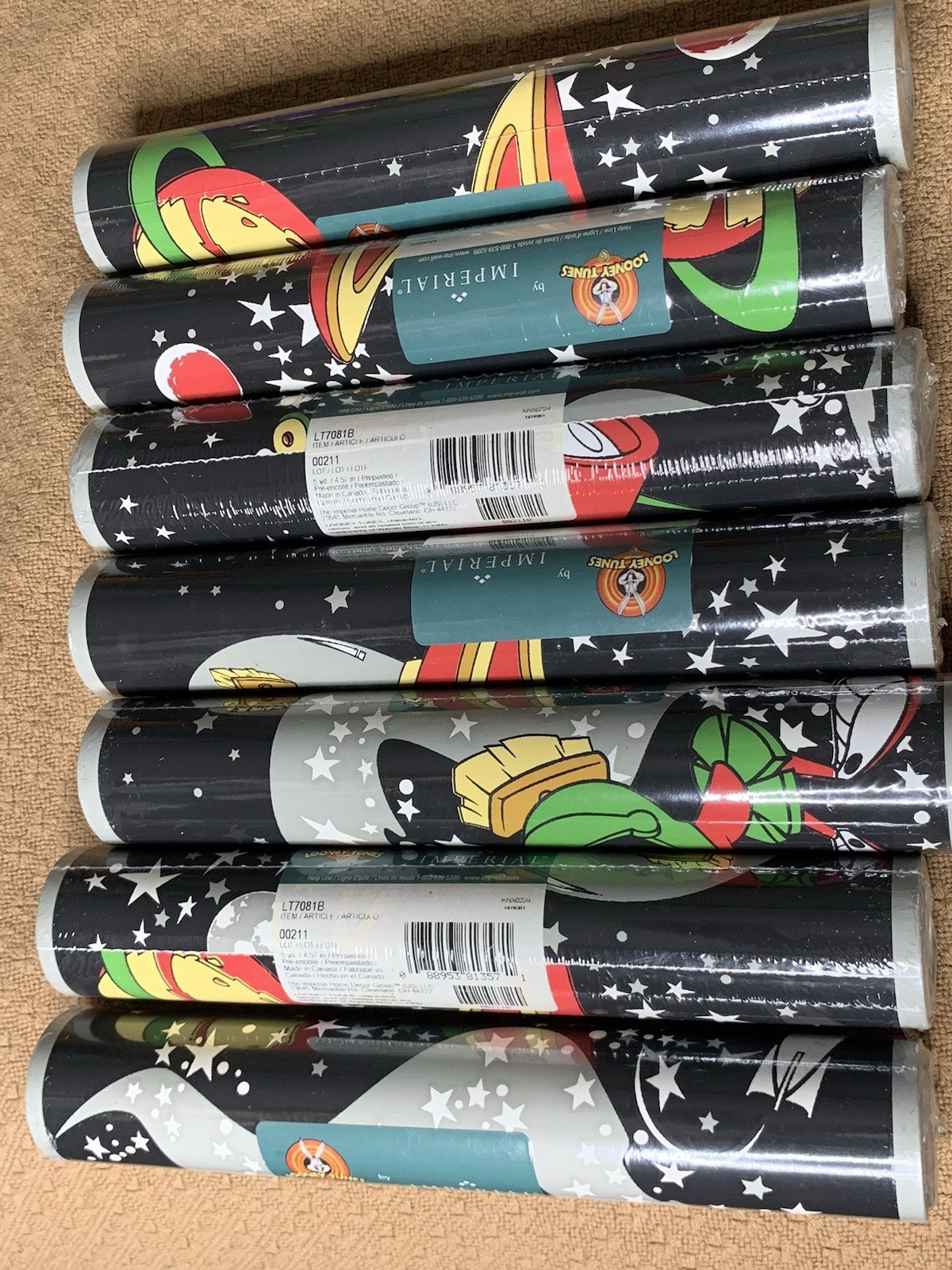 VTG RARE Imperial Prepasted Wall Paper Looney Tunes Marvin The Martian 90s Bulk