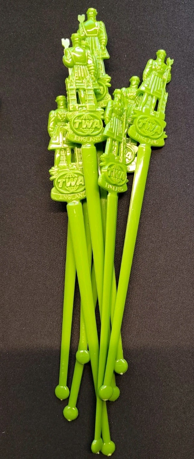 Vtg TWA Airlines Global Destination Cocktail Stirrers Box 57pc New Old Stock MCM Vtg TWA Airlines Global Destination Cocktail Stirrers Box 57pc New Old Stock MCM