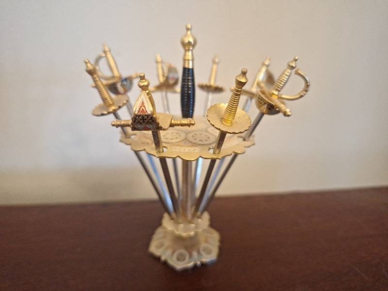 Vintage Toledo Spain Cocktail Sword Set with Stand - Hard to Find Vintage Toledo Spain Cocktail Sword Set with Stand - Hard to Find