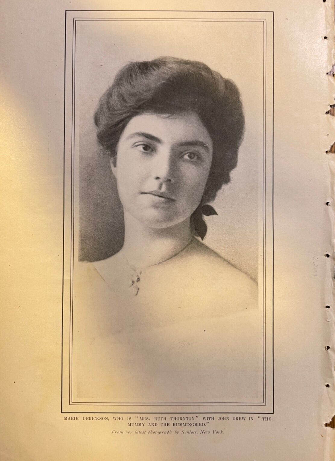 1903 Vintage Magazine Illustration Actress Marie Derickson