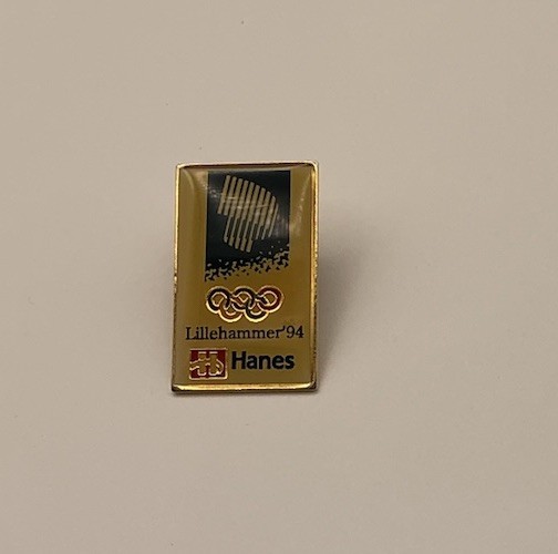Vintage 1994 Lillehammer Winter Olympics Hanes Sponsor Lapel Pin Olympic Rings