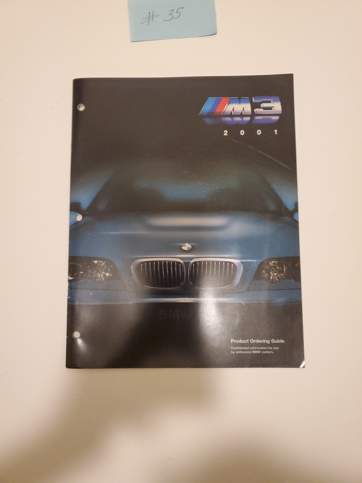 2001 BMW E46 M3 Product Ordering Guide. Brochure. Very Rare Collectible Book.