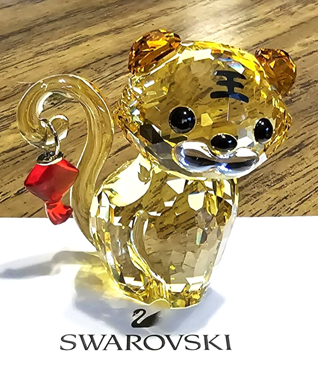 🐅 Swarovski Crystal 2021 L.E. Asian Symbols Tiger Cat Figurine, Red Lantern NIB