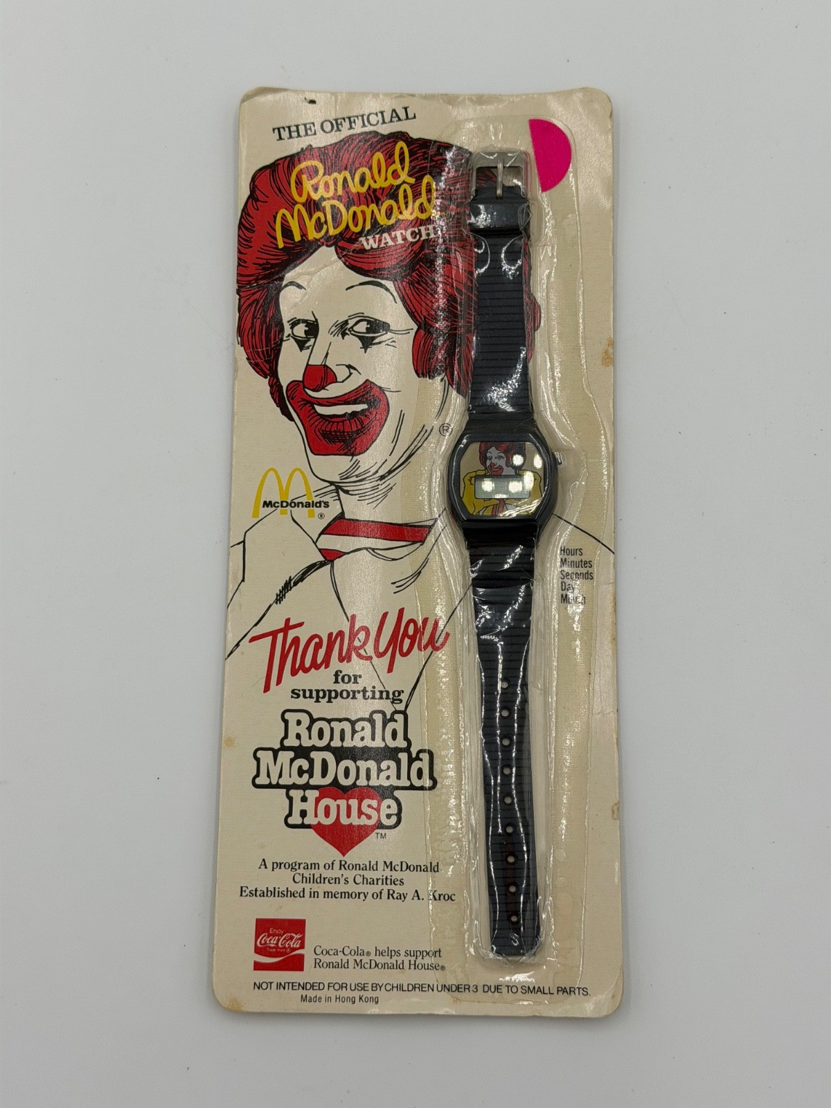 THE OFFICIAL RONALD MCDONALD WATCH 1984 BLACK BAND VINTAGE UNOPENED THE OFFICIAL RONALD MCDONALD WATCH 1984 BLACK BAND VINTAGE UNOPENED