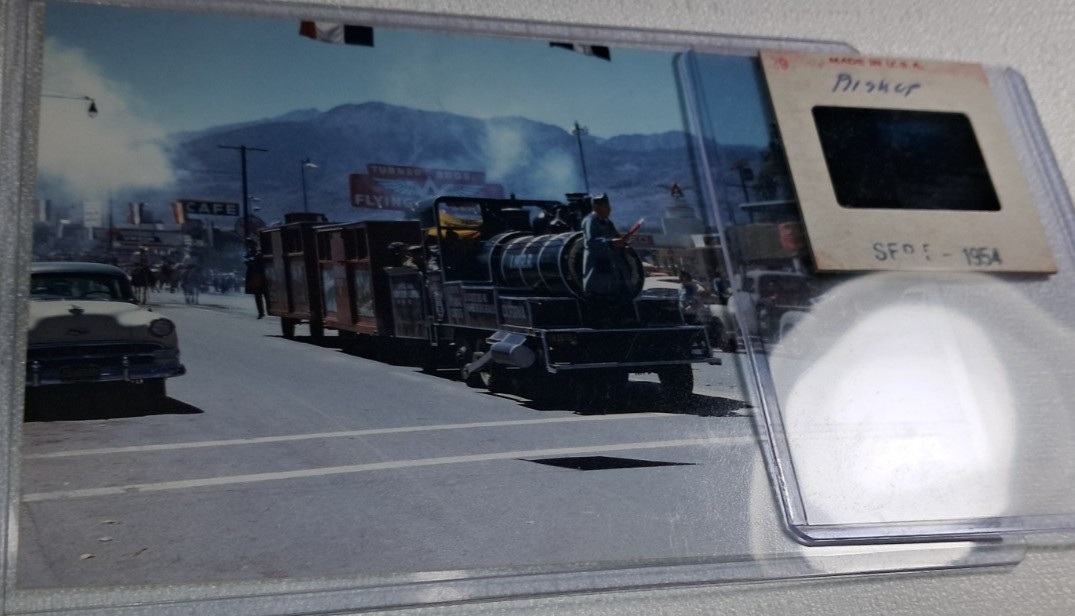 Original 1954 Bishop CA Parade Train & Flying A 35mm Kodachrome Slide & Photo