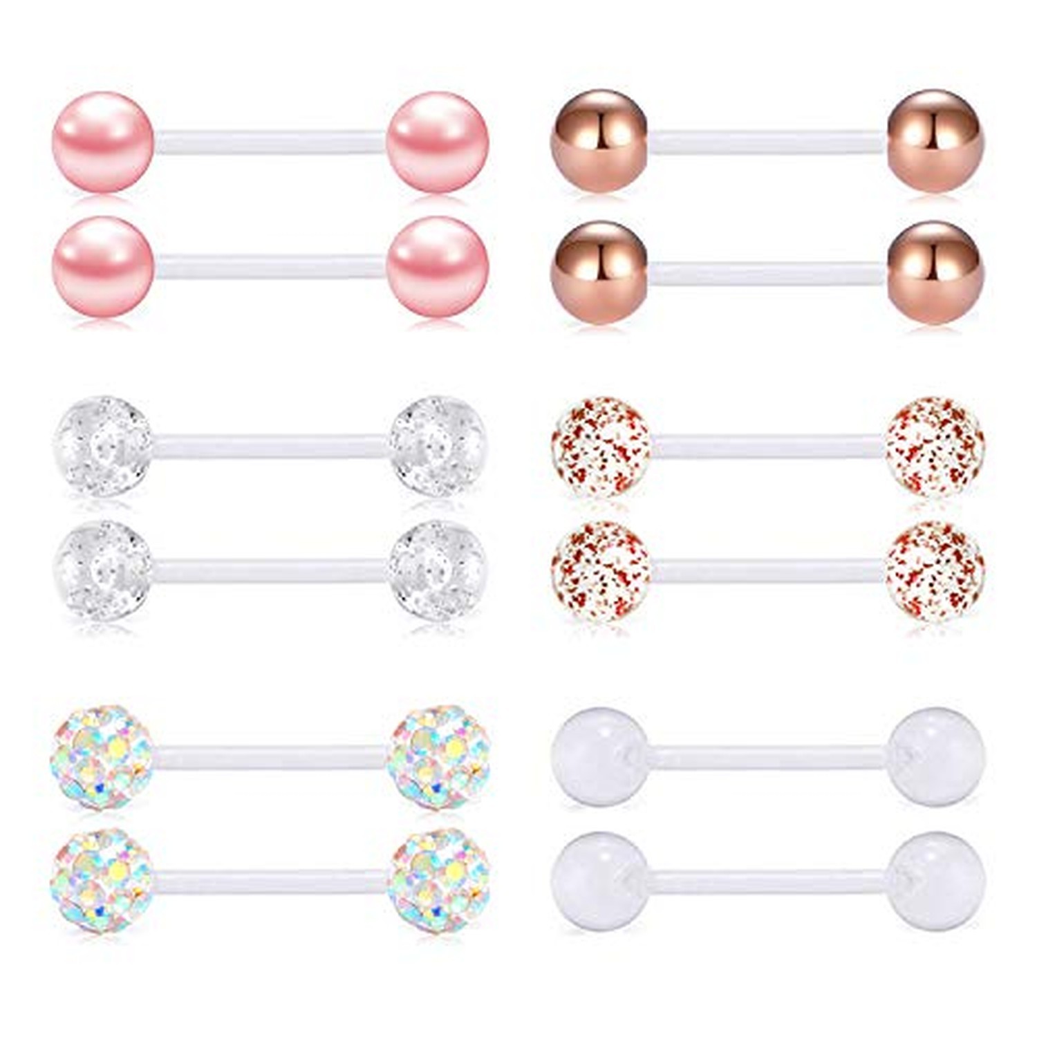 FECTAS Plastic Nipple Rings Tongue Piercing Retainer Barbell 14g for Women Su... FECTAS Plastic Nipple Rings Tongue Piercing Retainer Barbell 14g for Women Su...