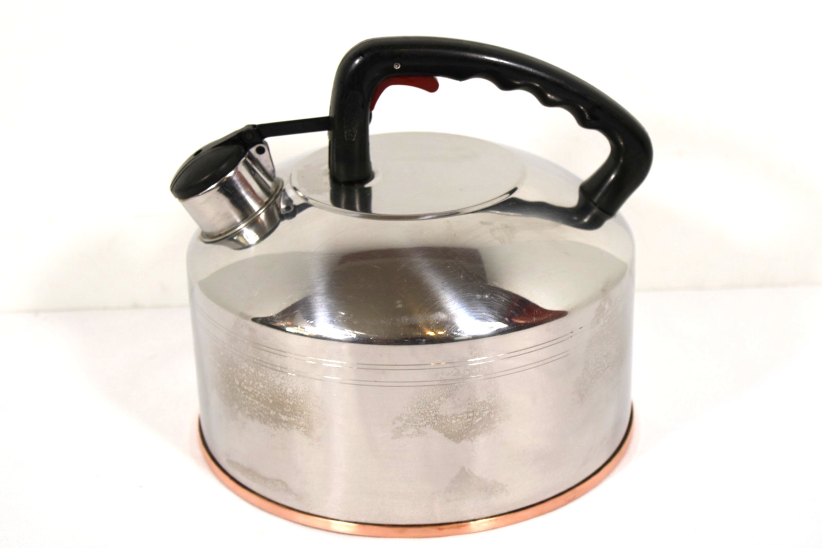 Vintage West Bend Trig 4 Quart Singing Tea Kettle Pot Copper Bottom Whistling
