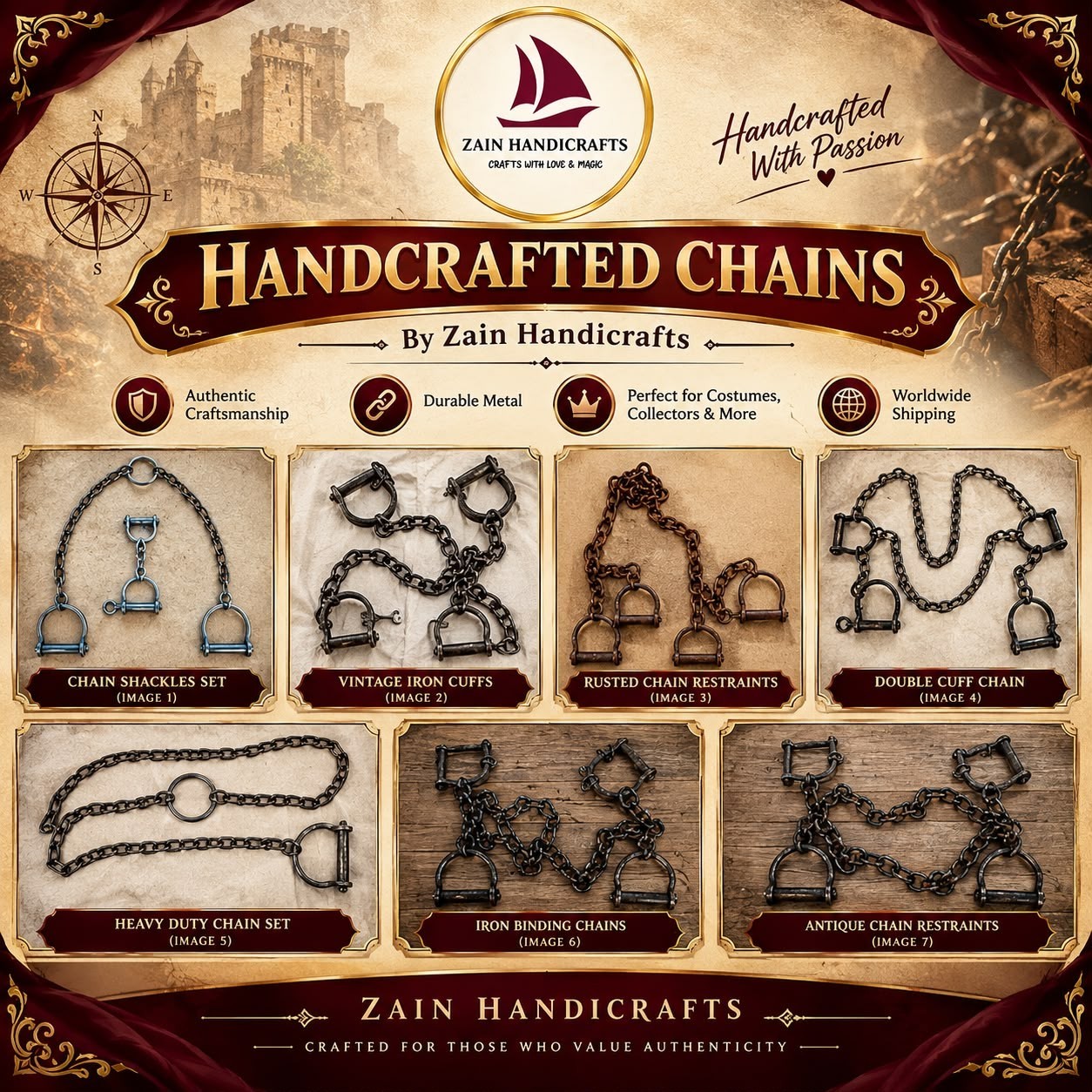 ZAIN Antique Iron Shac-k-les with 