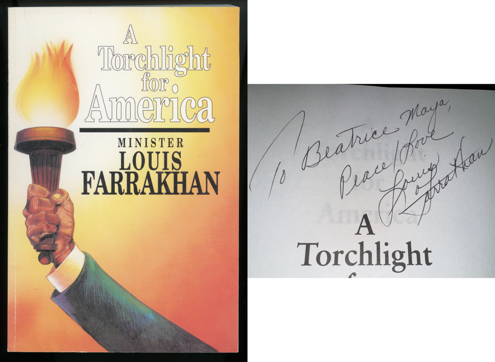 Louis Farrakhan ~ Signed Autographed A Torchlight for America Book ~ JSA LOA