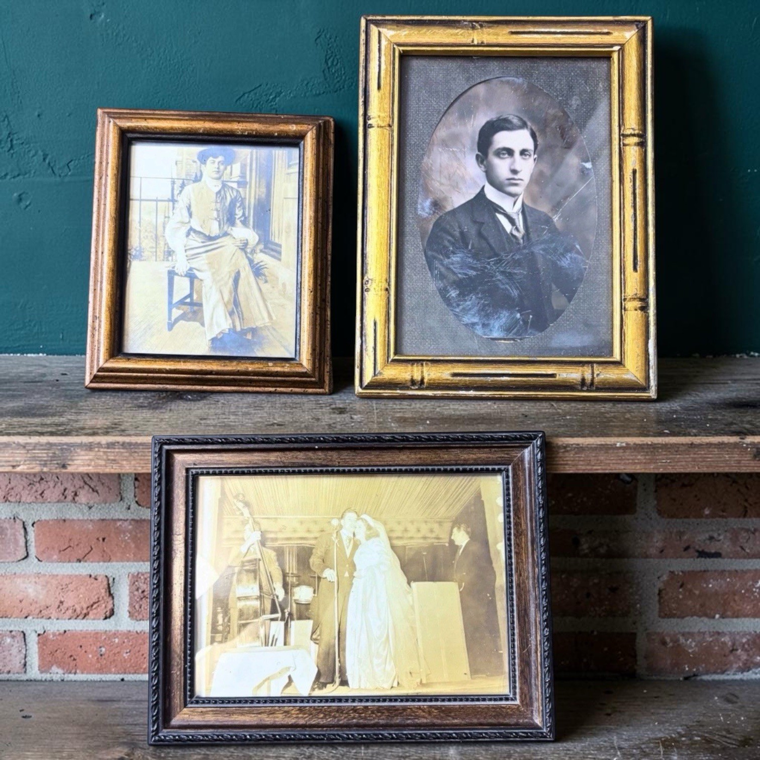 Creepy Vintage Framed Photo Lot 3 Occult Estate Oddity Antique Style